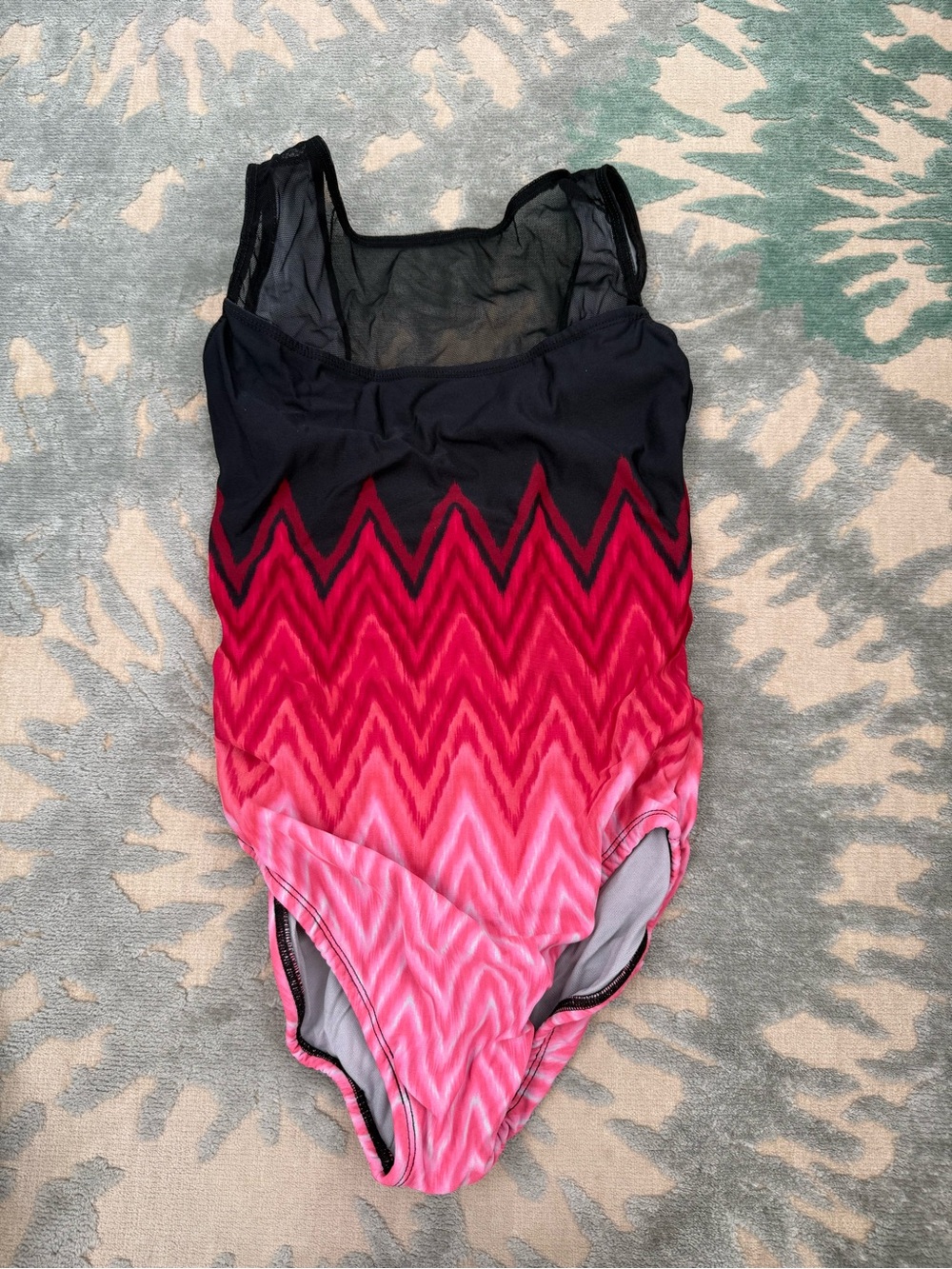 Girls Dance Geometric One-Piece Dance Leotard in Pink & Black